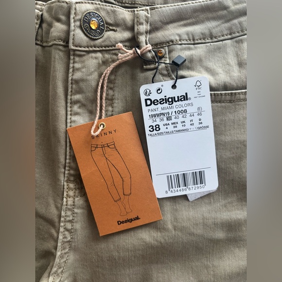 Desigual Exotic Miami Skinny Pant in Tan US Size 4 Euro Size 38 - Picture 6 of 16